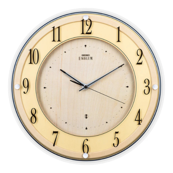 AHS558B EMBLEM Wooden Case Quiet Sweep Silent Movement Wall Clock