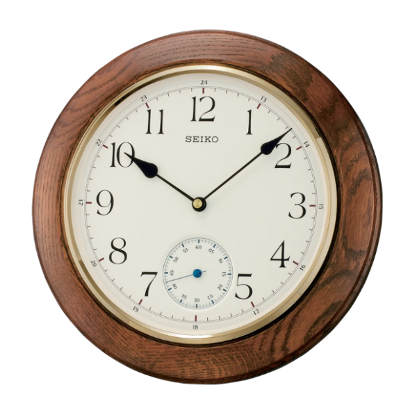 QXA432B Oak Wood clock with sub-second hand