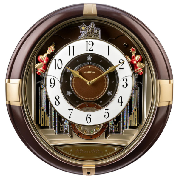 QXM613B Gold and Brown Melodies in Motion Clock